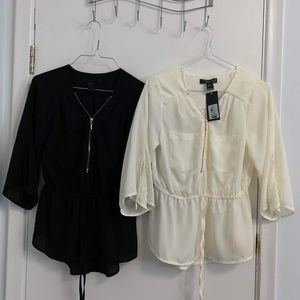 Blouses with zipper & front pockets (Black/White size S) - new with tag NWT
